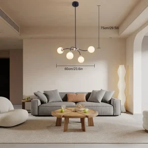 4-Light Modern Glass Ball Chandelier Kitchens Dining Rooms Pendant Lamp Fixture home decor