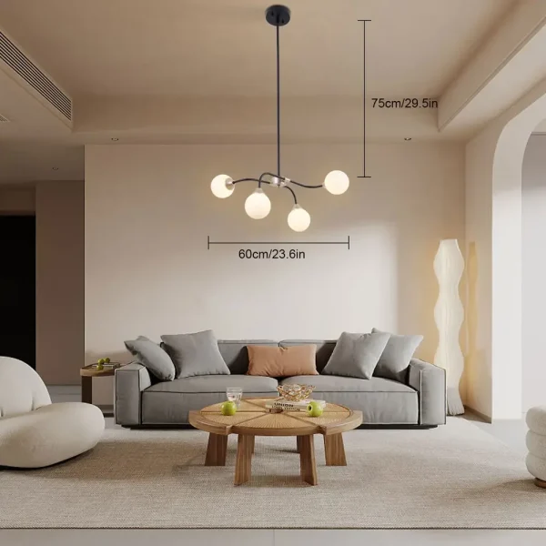 4-Light Modern Glass Ball Chandelier Kitchens Dining Rooms Pendant Lamp Fixture home decor