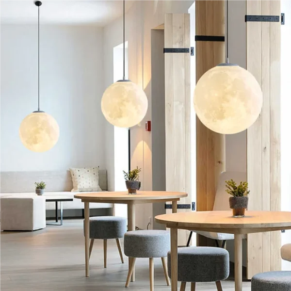 Nordic Moon Pendant Light LED Hanging Lamp with E27 Modern Chandelier Indoor Home Decor for Bedroom Living Room Bedside Lighting - Image 4