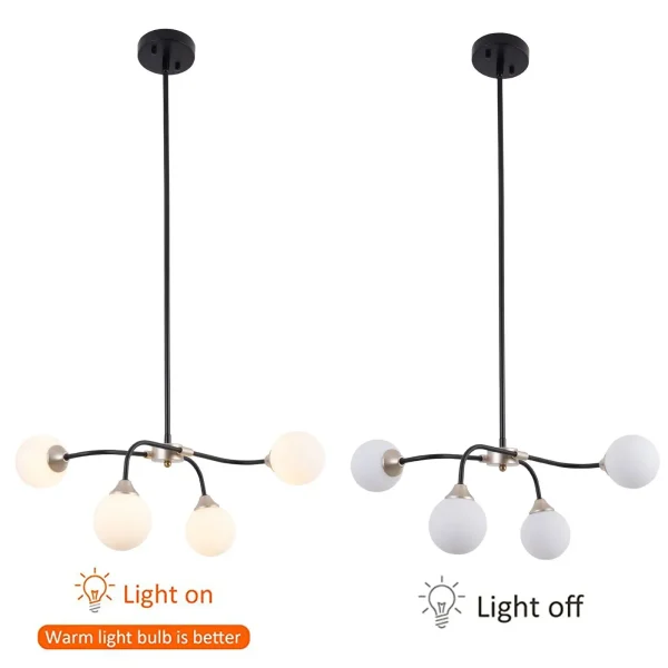 4-Light Modern Glass Ball Chandelier Kitchens Dining Rooms Pendant Lamp Fixture home decor - Image 3