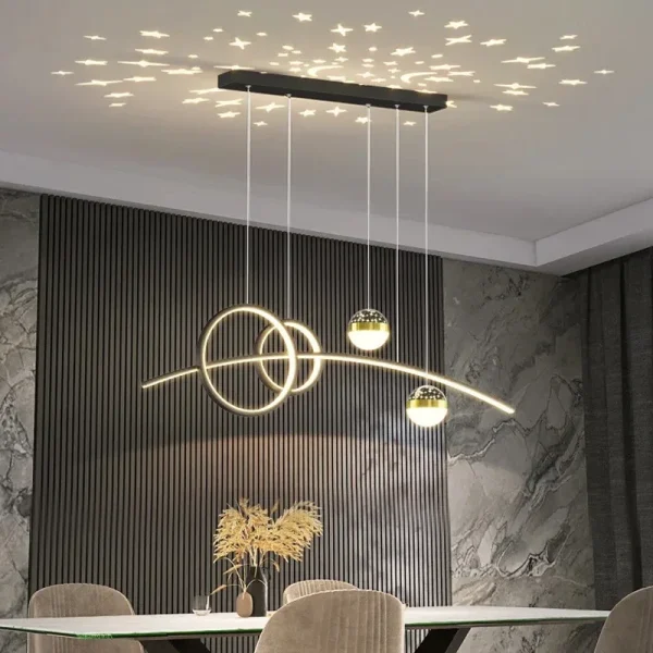 Restaurant Pendant Lights, Modern Minimalist Bar Lighting Fixtures, Long Table Lamps, Creative Long Strip Indoor Lighting - Image 6