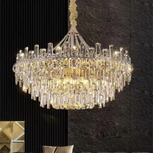 Luxury Clear Crystal E14 Led Chandeliers For Living Room Villa Bedroom Dining Room Modern Atr Home Decoration Steel Pendant Lamp