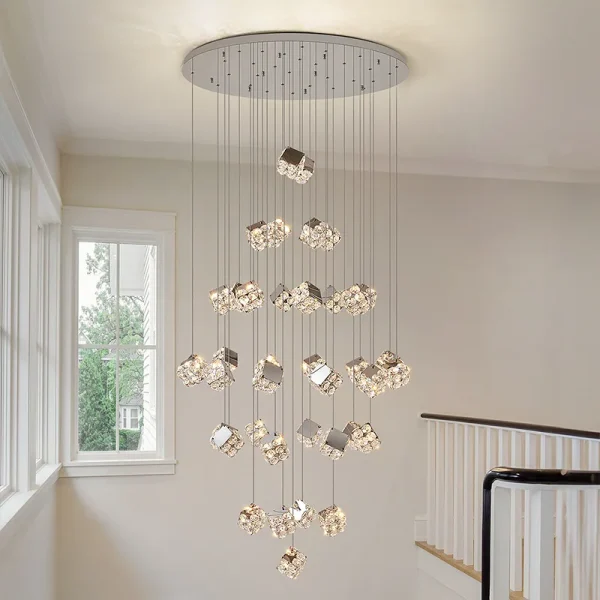 Modern LED Light Luxury Crystal Chandelier Dining Bedroom Corridor Staircase Stainless Steel Pendant Lamp Customizable Quantity - Image 6