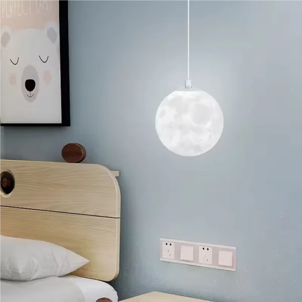 Nordic Moon Pendant Light LED Hanging Lamp with E27 Modern Chandelier Indoor Home Decor for Bedroom Living Room Bedside Lighting - Image 3