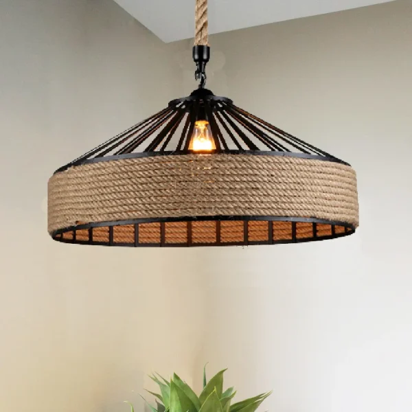Vintage Hemp Rope Pendant Light Restaurant LED Hanging Lamp Industrial Wind Chandelier Creative Edison Bulb Decor Pendant Lamps - Image 4
