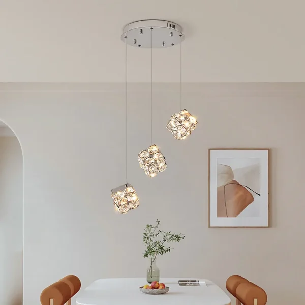 Modern LED Light Luxury Crystal Chandelier Dining Bedroom Corridor Staircase Stainless Steel Pendant Lamp Customizable Quantity - Image 3