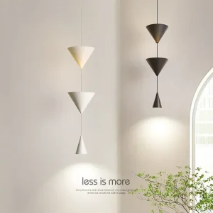 Nordic Minimalist Restaurant Home LED Pendant Light Modern Black White Counter Conical Lamp for Living Room Bedroom Bedside