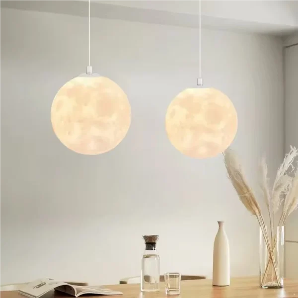 Nordic Moon Pendant Light LED Hanging Lamp with E27 Modern Chandelier Indoor Home Decor for Bedroom Living Room Bedside Lighting - Image 2